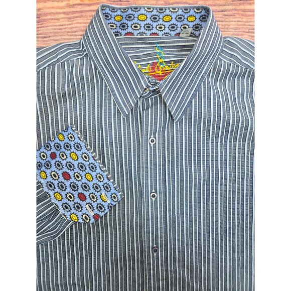 Robert Graham Mens Striped Shirt Long Sleeve Dress Shirt XL Button-Up Textured - Picture 4 of 10